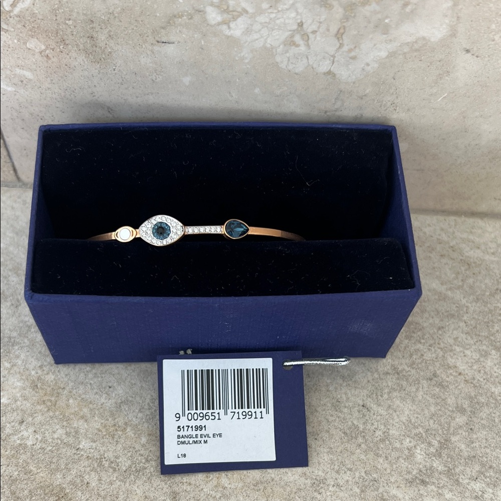 Swarovski Elegant rose gold and Blue Evil Eye Bracelet